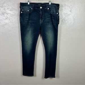 True Religion Rocco Relaxed Skinny Jeans Black Denim Mens Size 40 Flap Pocket‎
